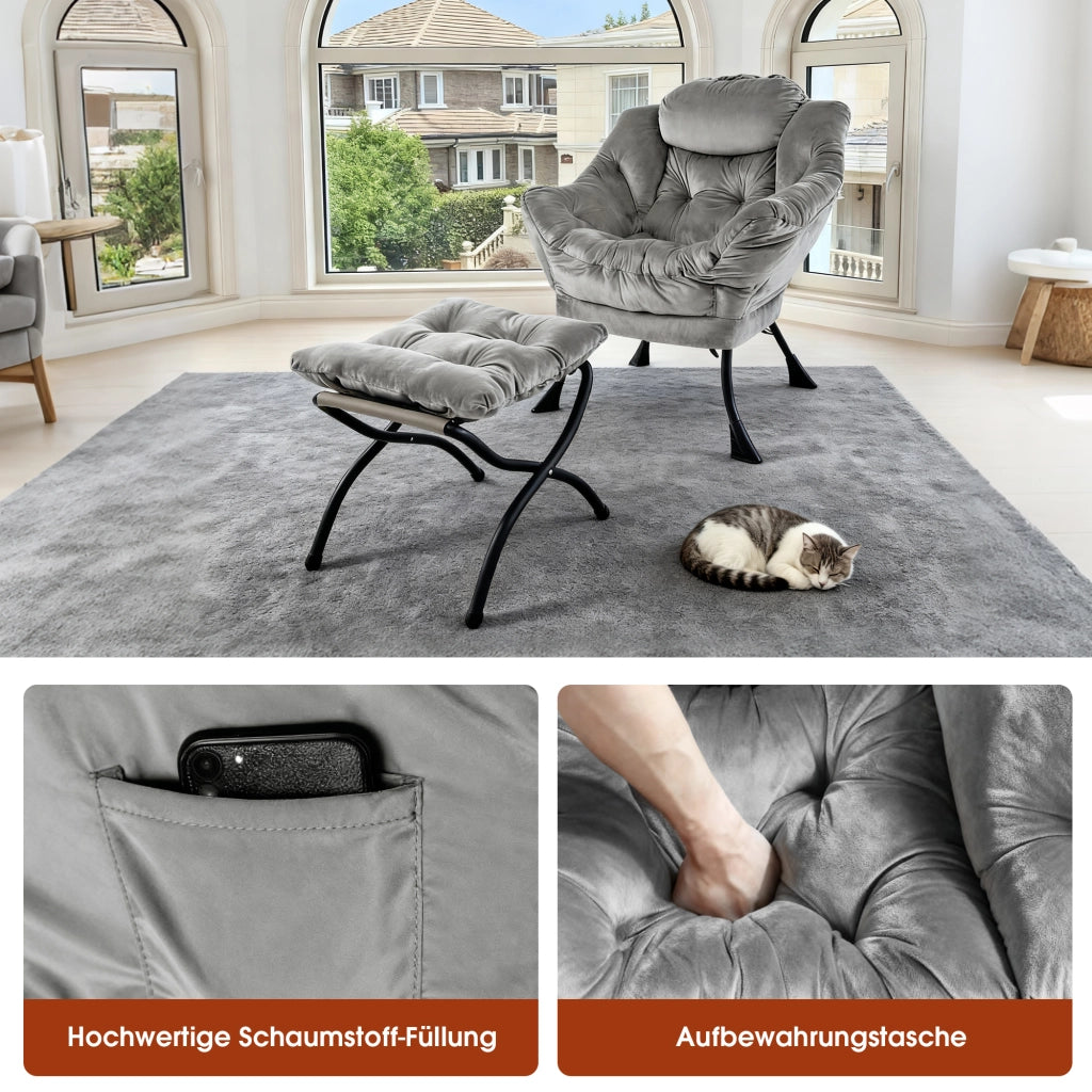 Poltrona Relax con Poggiapiedi e Braccioli ¨C MINIMAL ¨C Tessuto, Soggiorno