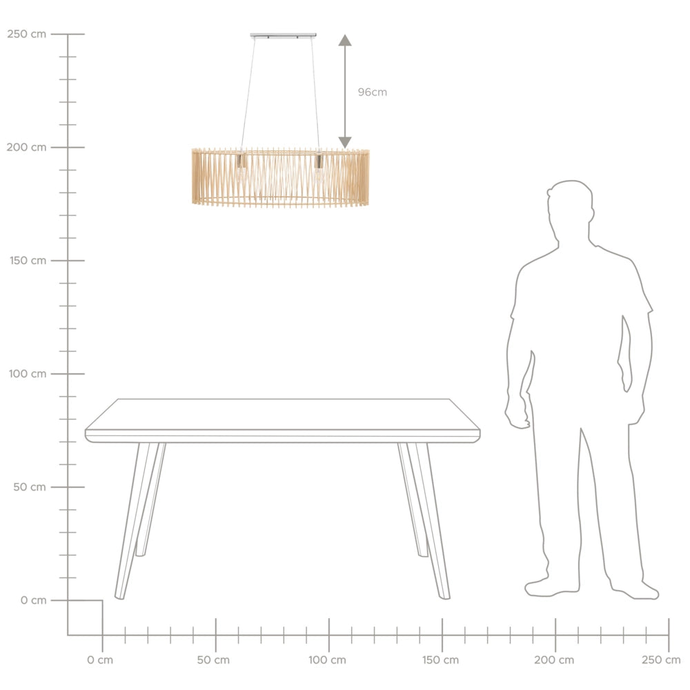 Lampada a Sospensione Luce Legno MDF lampadario stile moderno e boho 124 cm soggiorno