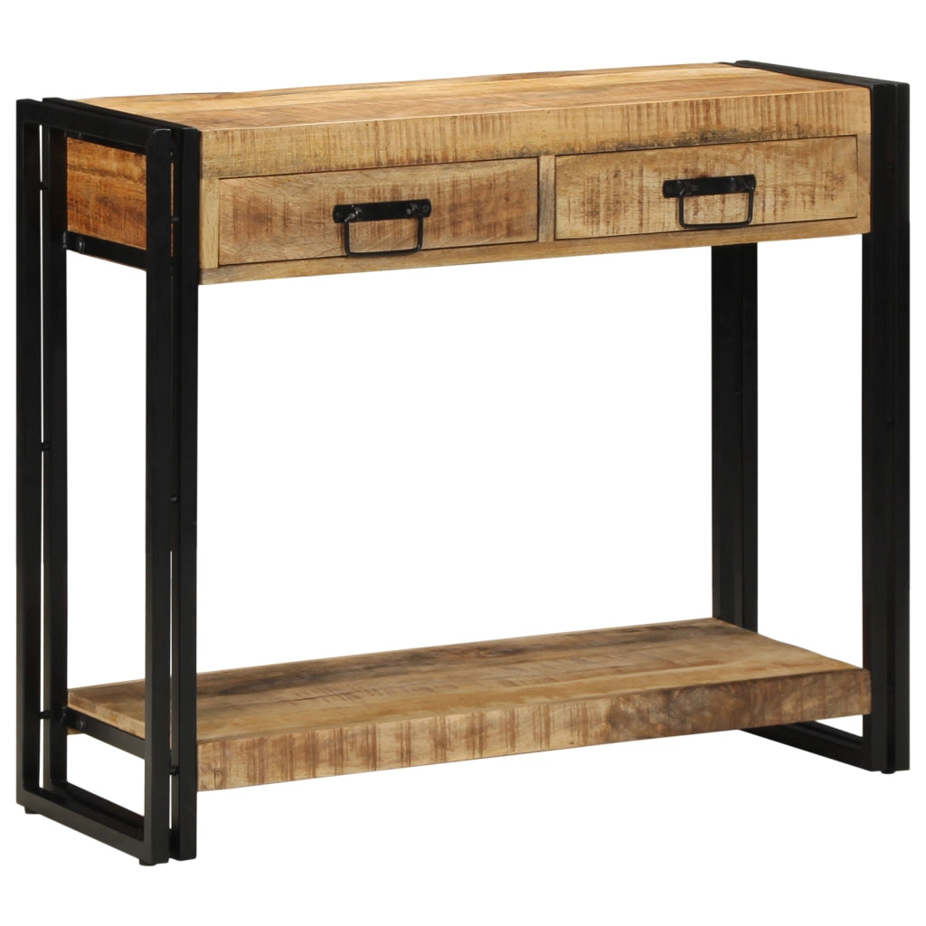 Tavolo Consolle 90x33x75 cm Legno Massello di Mango Grezzo