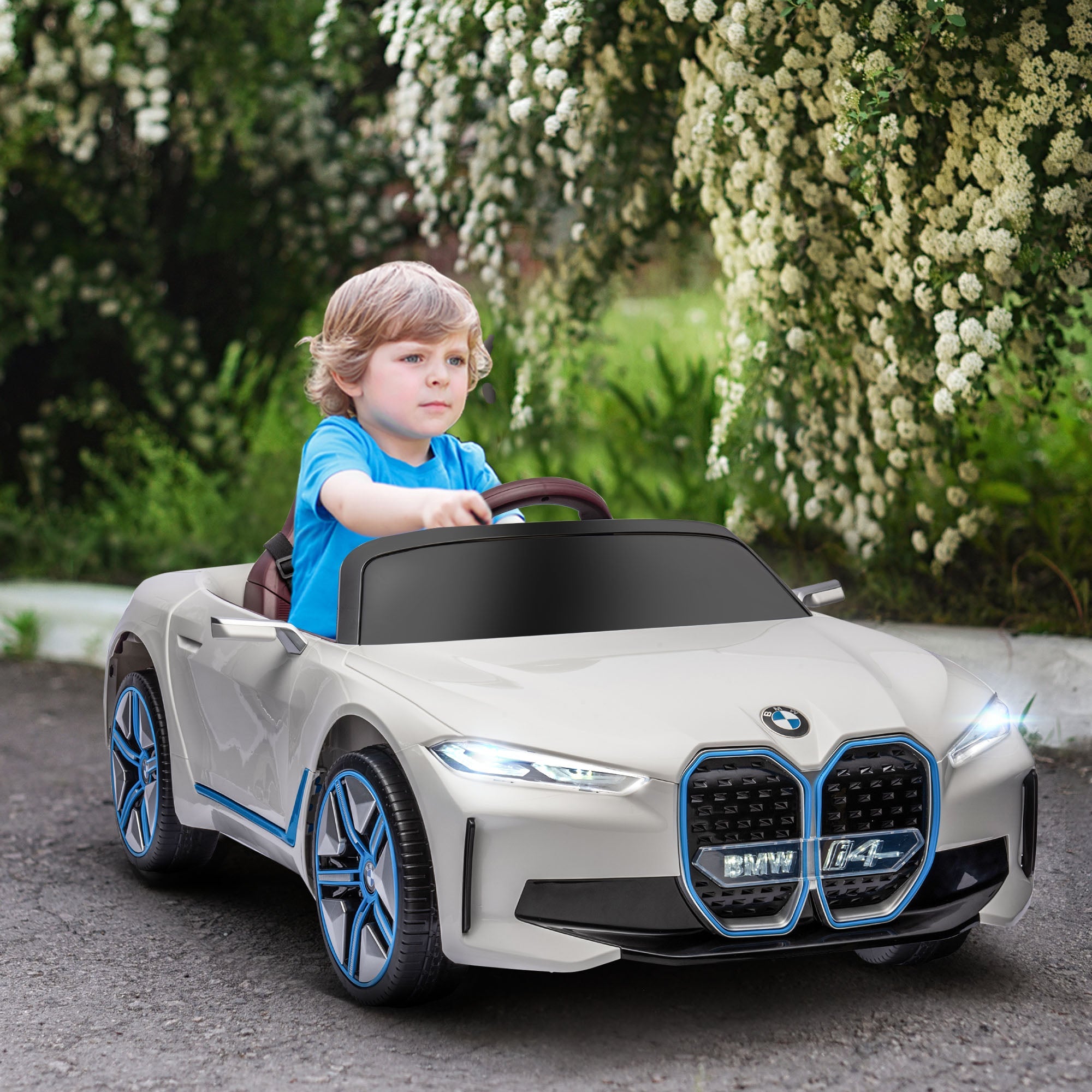 Macchina Elettrica per Bambini 12V con Licenza BMW I4 Bianca