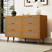 Cassettiera 120x76.5x40 cm con 6 cassetti; design retrò in truciolare; noce