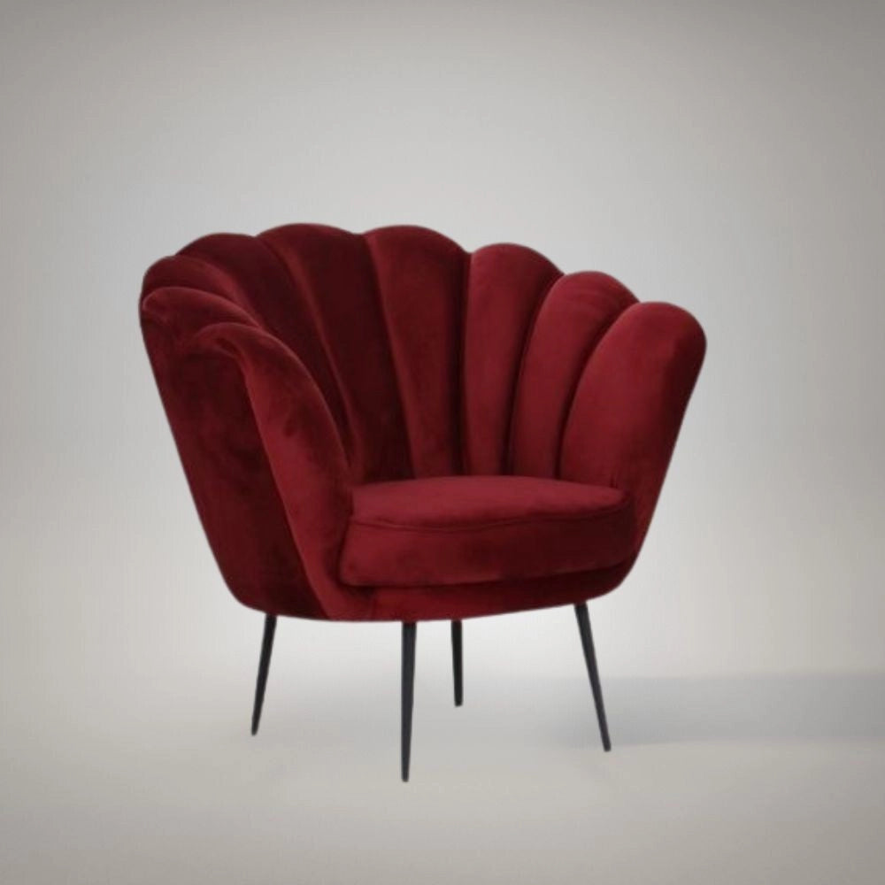 Poltrona a conchiglia Orel in velluto colore rosso