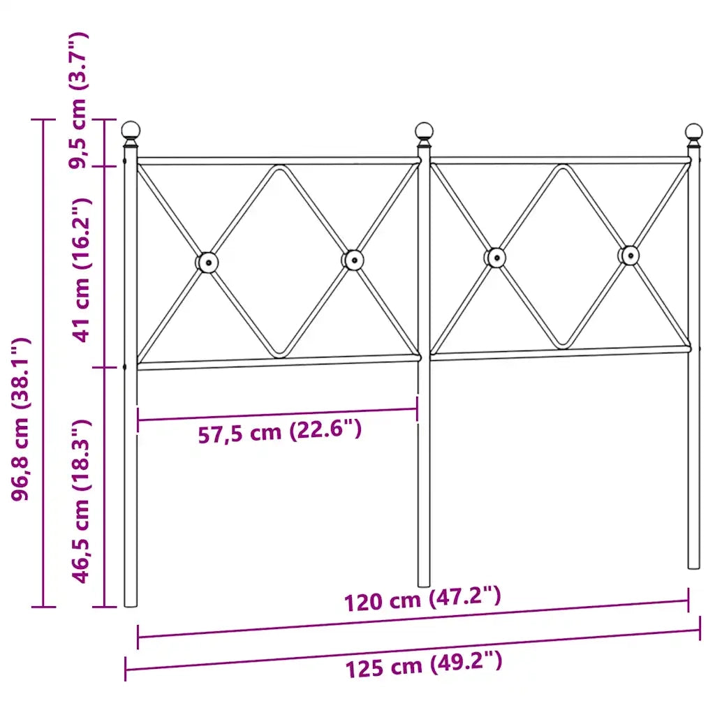 Testiera in Metallo-Testiera in Ferro-Testata Bianco 120 cm 705269