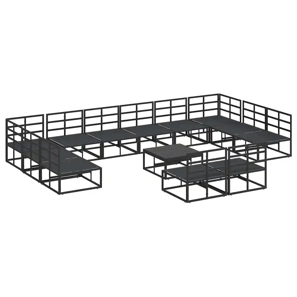 Set Divano da Giardino con cuscino 13 pcs Nero Alluminio 3378919