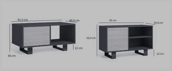 Mobile per Soggiorno composto da 1 Mobile TV100 e 1 Tavolino Bianco/colore Rovere, Gambe Bianche RF1126