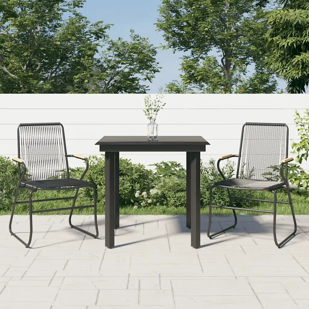 Set da Pranzo da Giardino 3 pz Nero in Rattan PVC 3099209