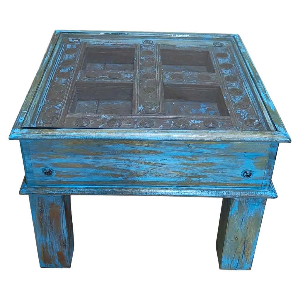 Tavolino da caffè in legno fatto a mano 57x57x45h cm