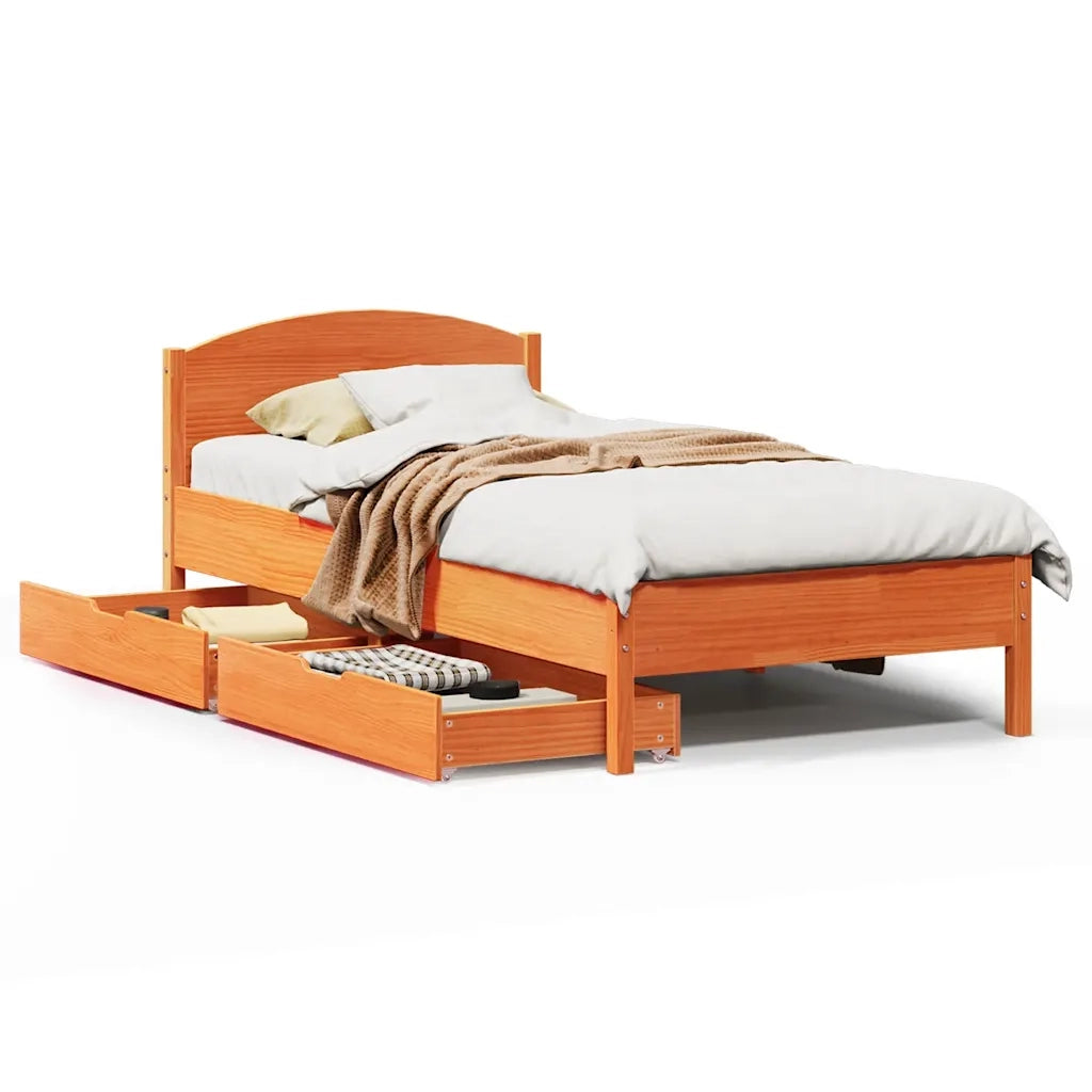 Letto senza Materasso Marrone Cera 90x190 cm in Legno di Pino