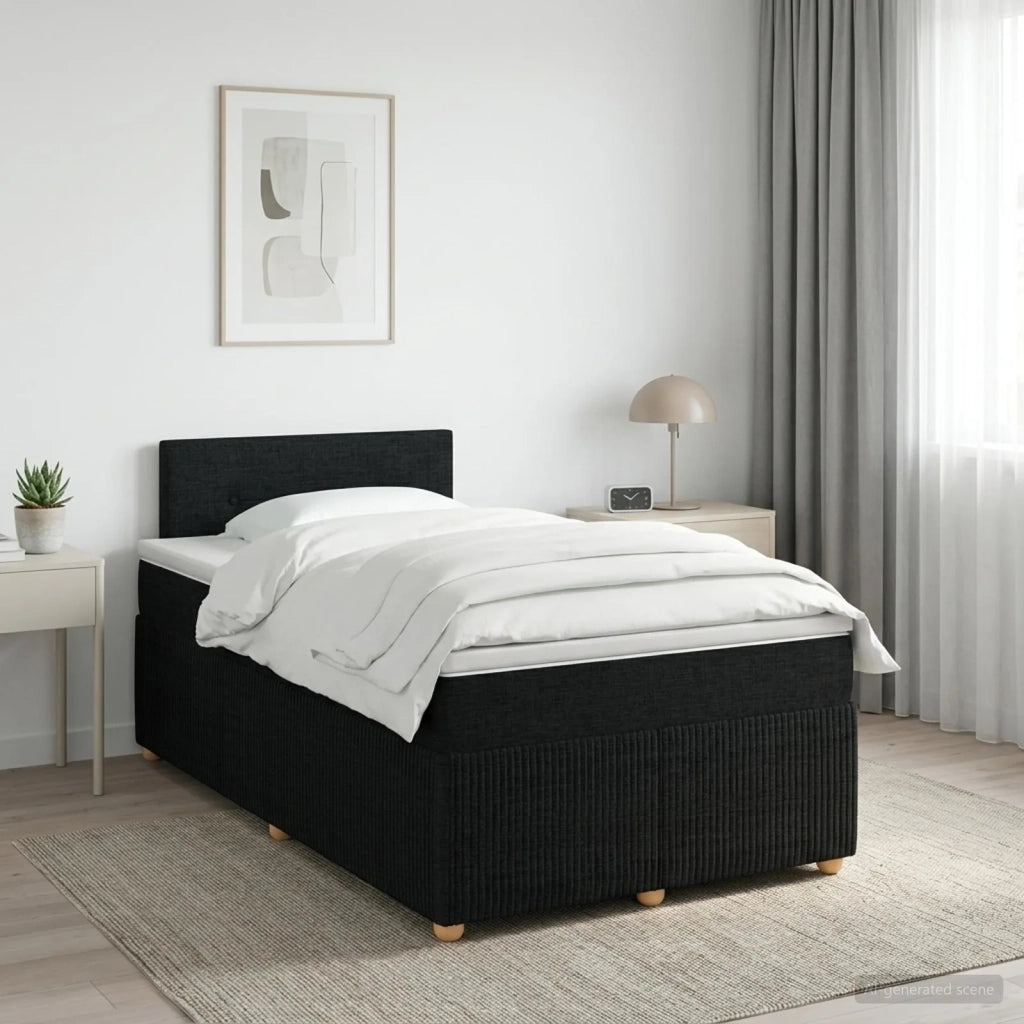 Letto box spring con materasso Nero 120 x 200 cm Tessuto 3451442