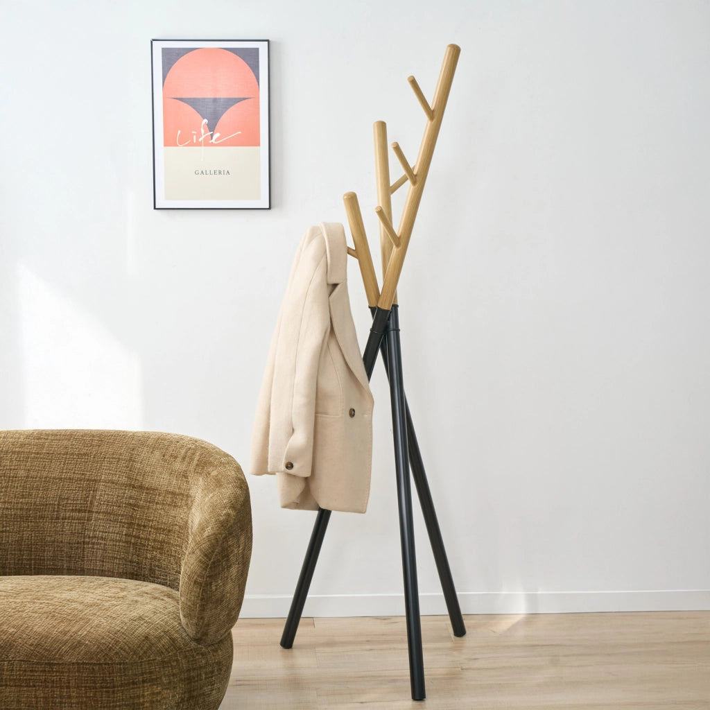 Appendiabiti da Terra Laerdal Porta Abiti Treppiede in Acciaio 172x49x49 cm Nero [en.casa]