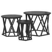 Tavolo laterale | Tavolino Nesting 3 pz Rovere Nero
