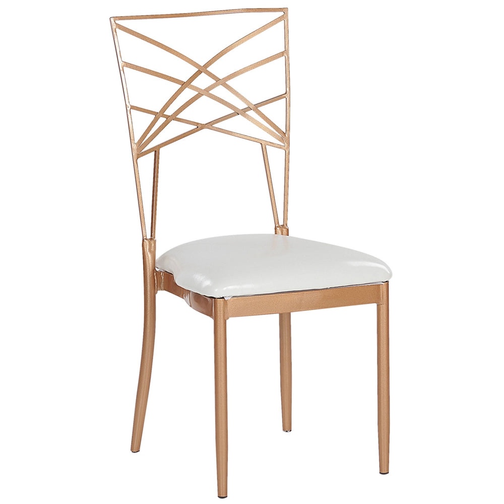 Set di 2 sedie da pranzo in metallo dorato ecopelle bianca imbottitura del sedile con industriale stile glam