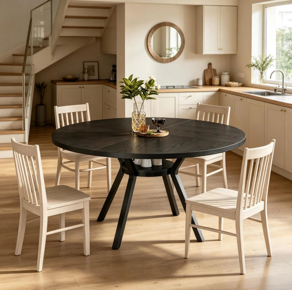 TAVOLO DA PRANZO rotondo Ø 120 cm Legno Nero
