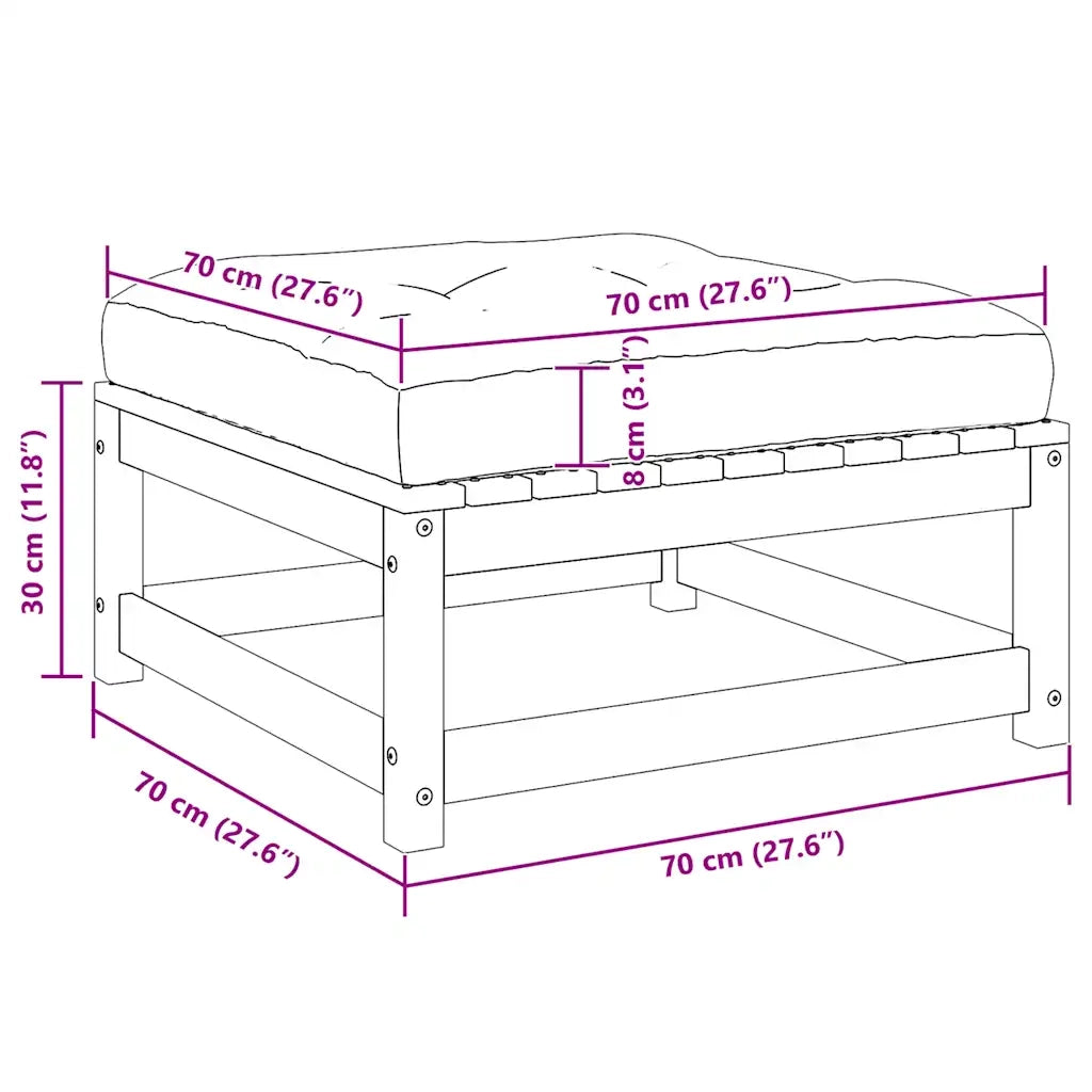 Sgabello da Giardino Bianco con Cuscino in Massello di Pino 805726