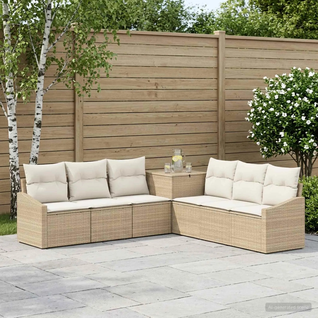 Set di divani 7 pz Beige e Bianco Crema 3448748