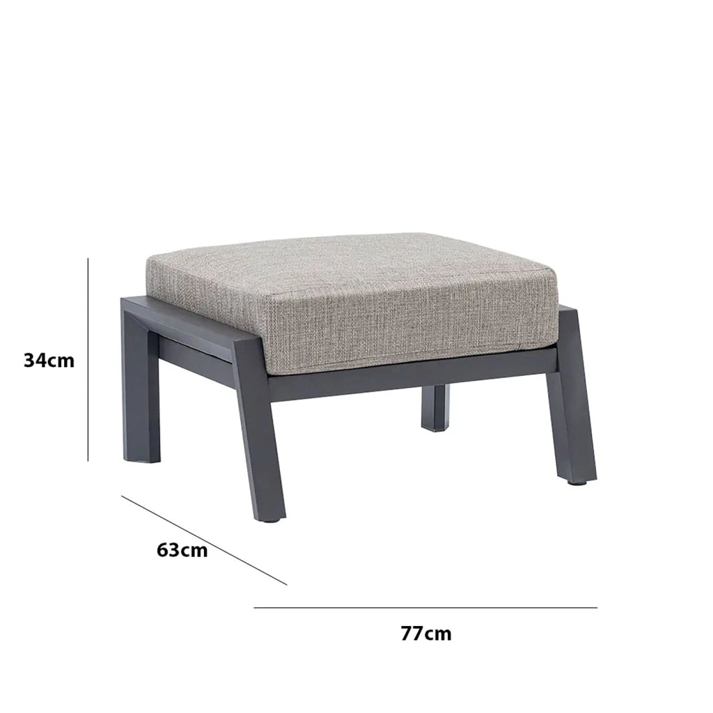 Pouf da Giardino Kea 77x63x34 cm in Alluminio e Tessuto Olefin Grigio