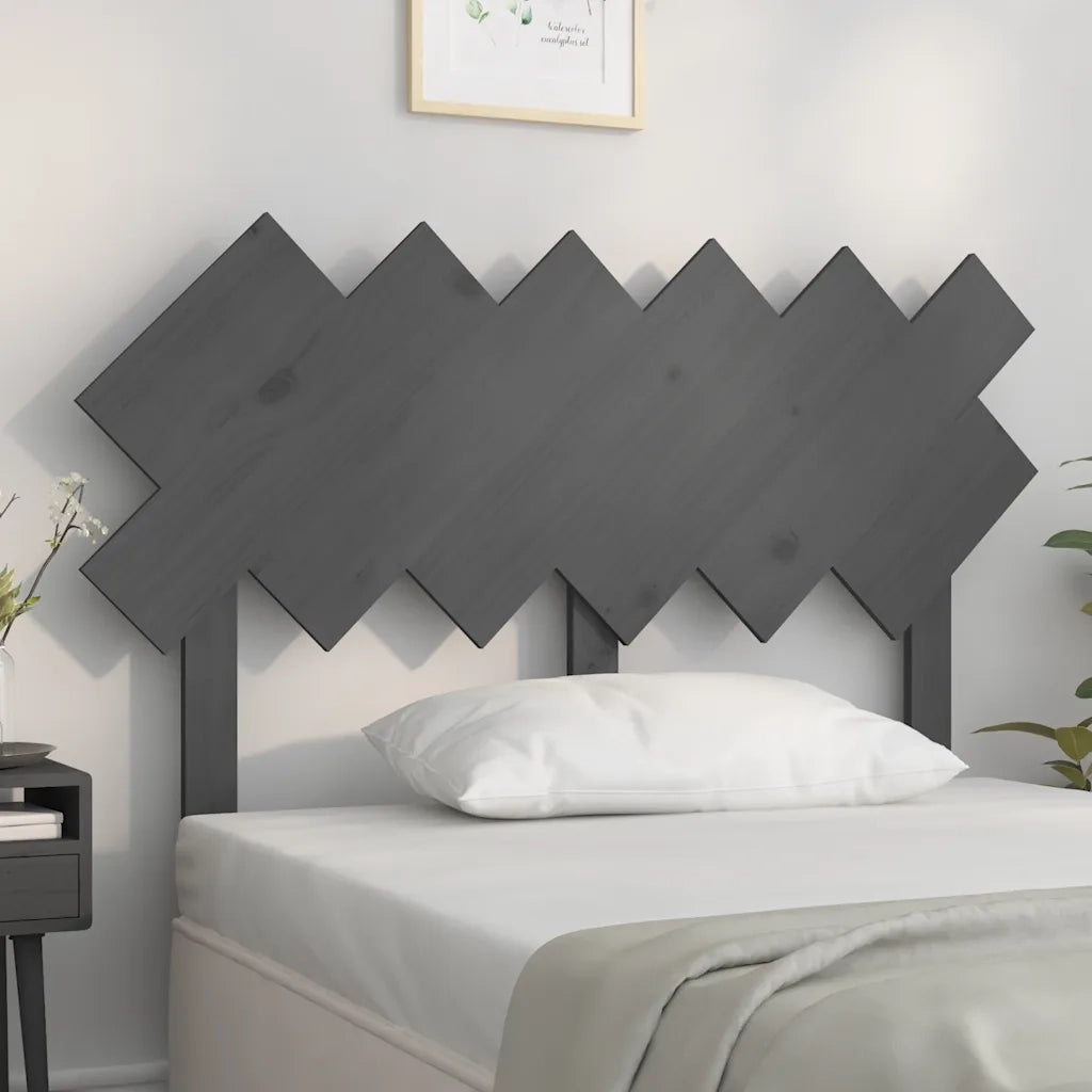 Testiera | Testata per Letto Grigia 122,5x3x80,5cm Legno Massello di Pino