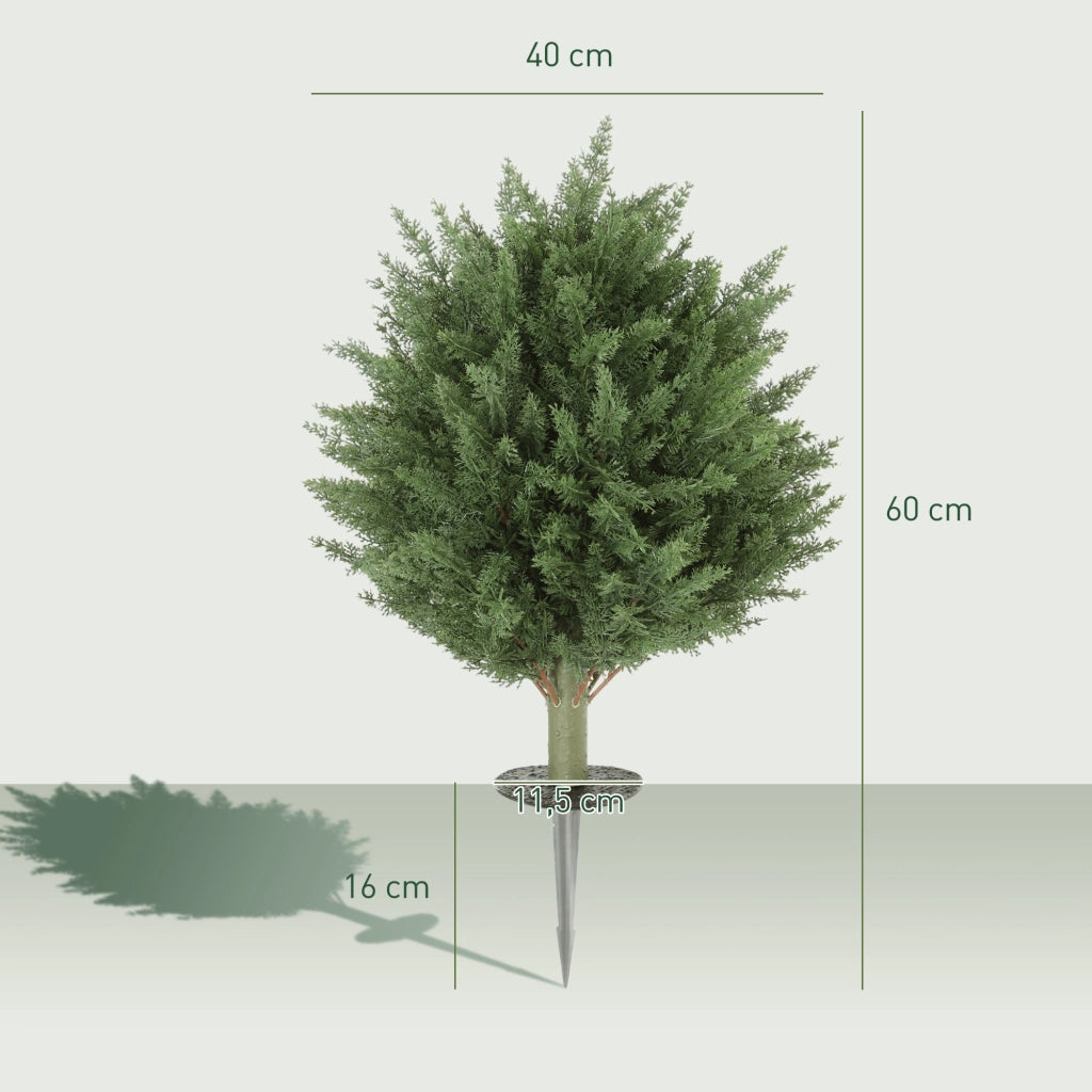 Set da 2 piante artificiali cipresso con picchetto resistente ai raggi UV Ø40 x 60H cm per casa e giardino verde