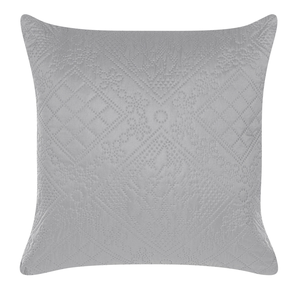 Copriletto in Tessuto di Poliestere Grigio 160 x 220 cm con Cuscini Motivo in Rilievo Decorativo Copriletto Lenzuola Classico Camera da Letto