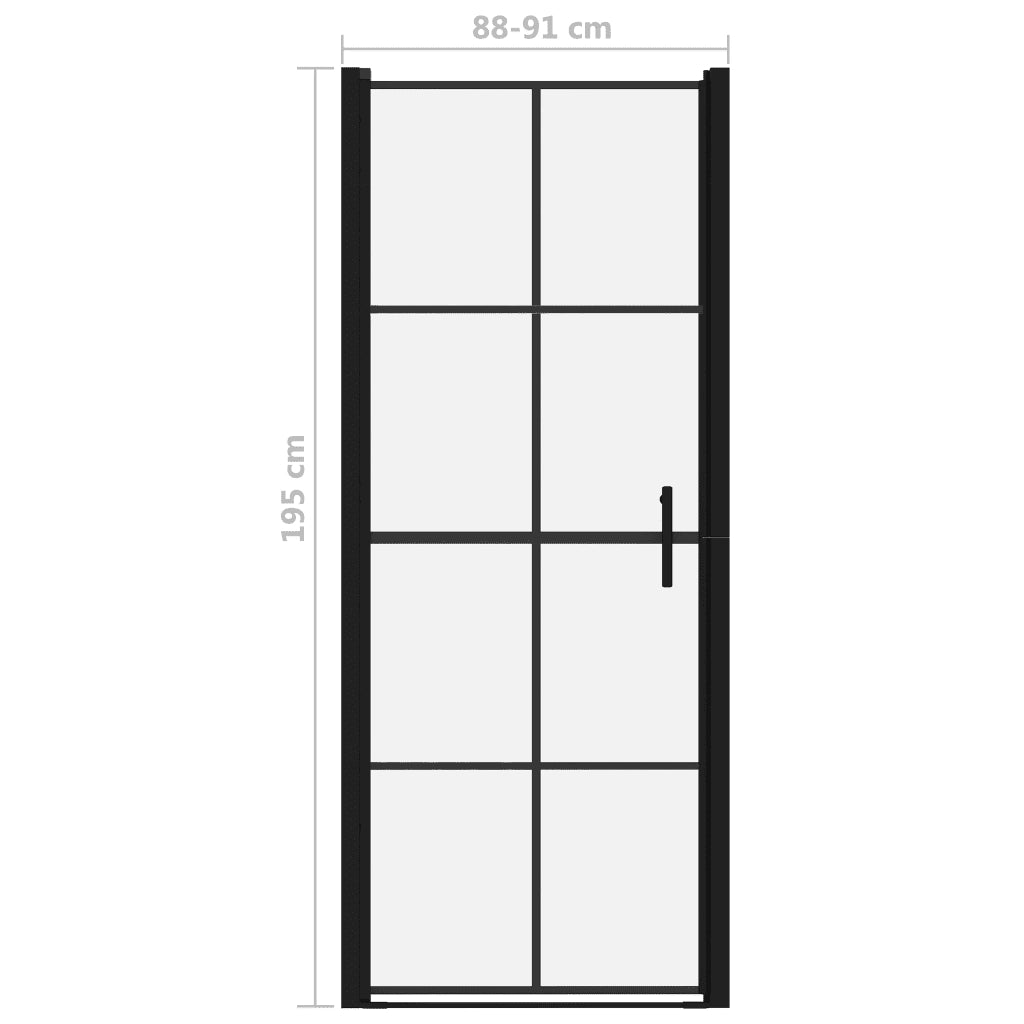 Porta per Doccia in Vetro Temperato 91x195 cm Nera CFW2843146