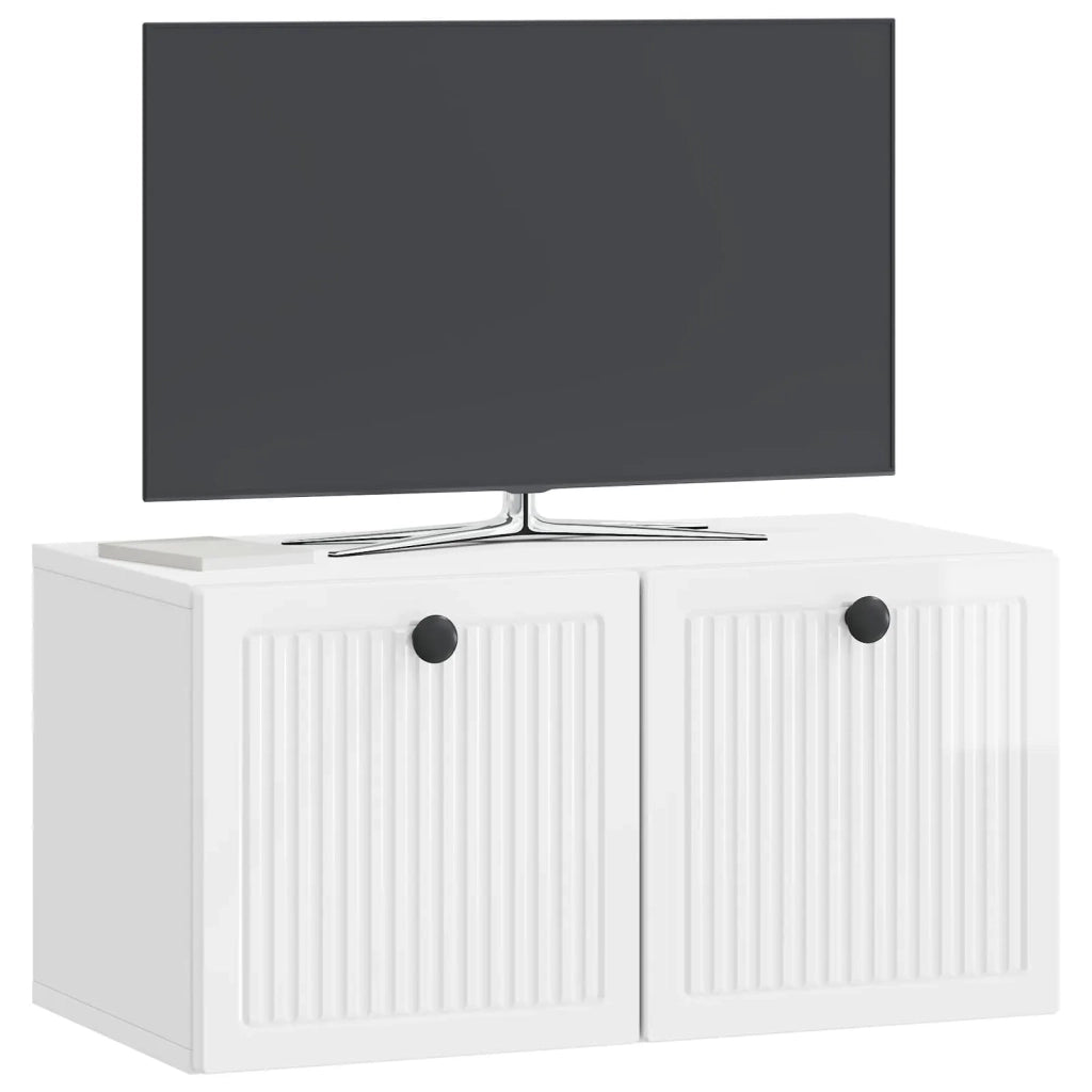 Mobile Porta TV da Muro Bianco Lucido 59,5 x 31 x 30 cm 898029