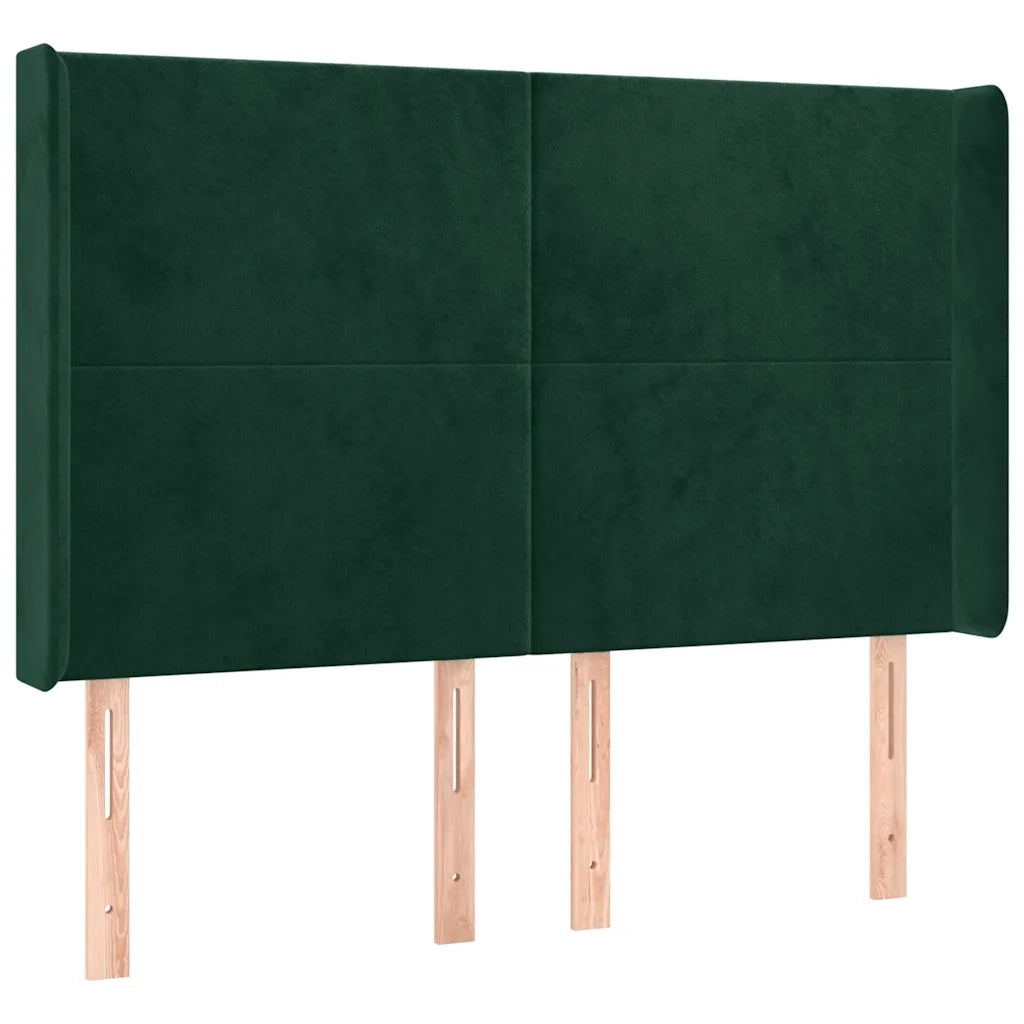Testiera | Testata ad Orecchio Verde Scuro 147x23x118/128cm in Velluto