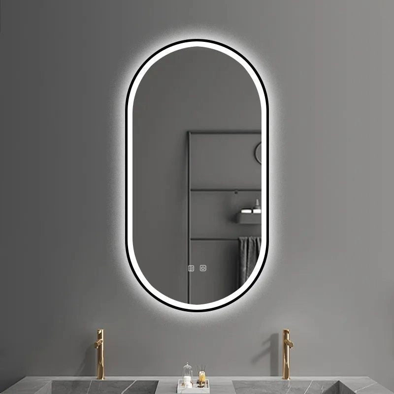 Specchio Led Ovl 50x100cm Black