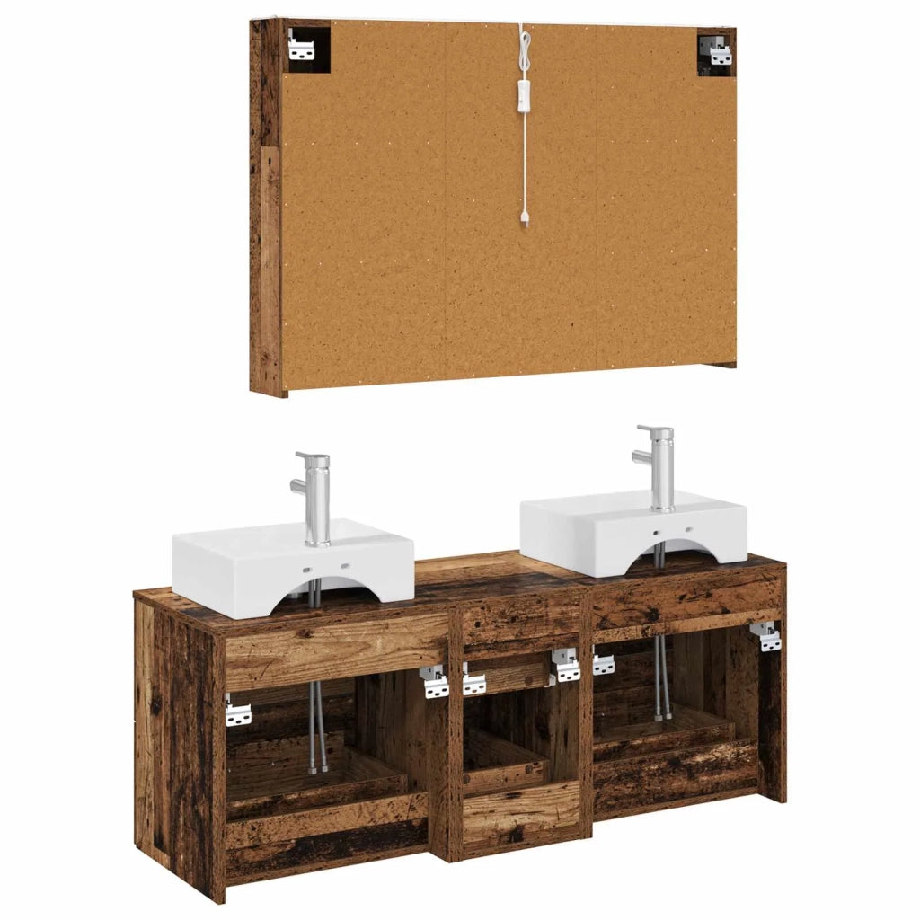 Set di mobili per il bagno 4 pcs Legno antico 3406829