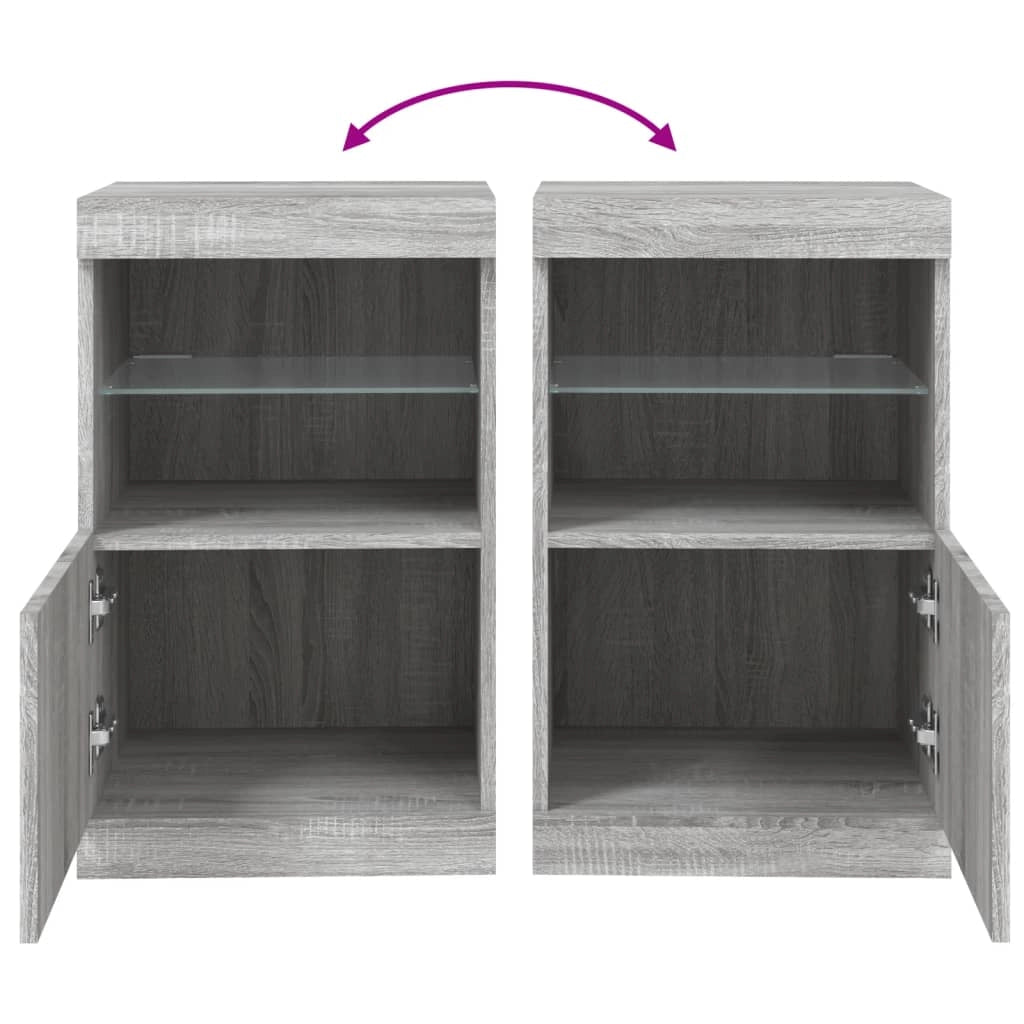 Buffet credenza cassettiera armadio mobile contenitore organizer per cucina soggiorno salotto con luci LED Sonoma 41 x 37 x 67 cm grigio 02_0030076