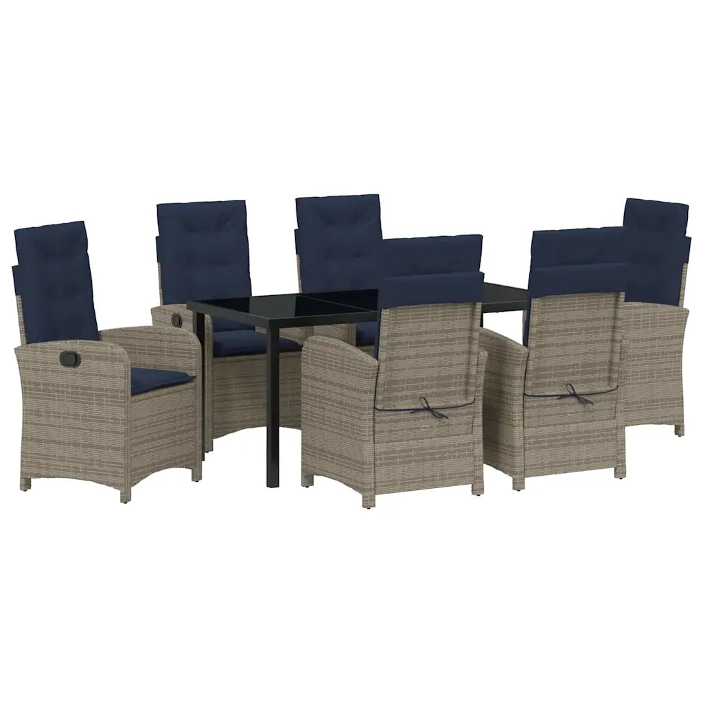 Set da Pranzo per Giardino con cuscino 7 pcs Grigio polyrattan 3380355