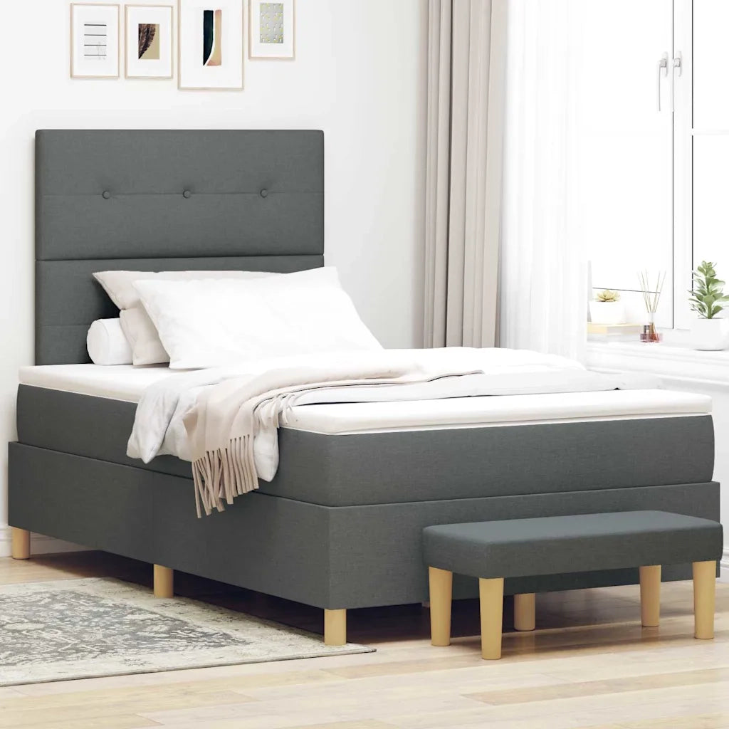 Letto a molle con materasso Grigio scuro 120 x 190 cm Tessuto 3344283