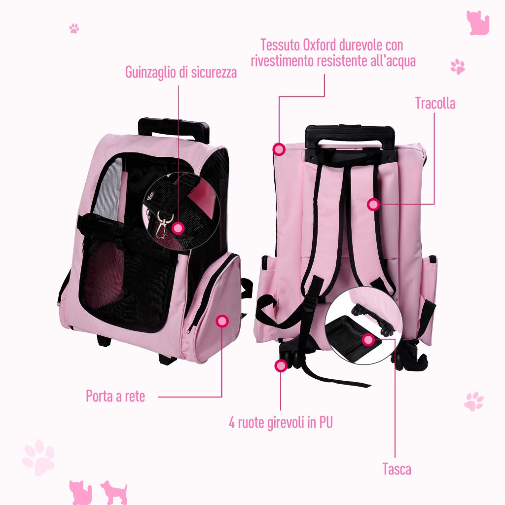 Trasportino Zaino per Cani e Gatti ¨C Zephmum ¨C Rosa 42x25x55cm