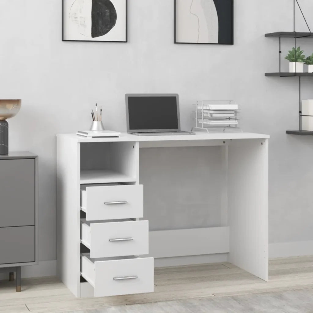 Scrivania con Cassetti Bianca 102x50x76 cm in Legno Multistrato cod mxl 76578