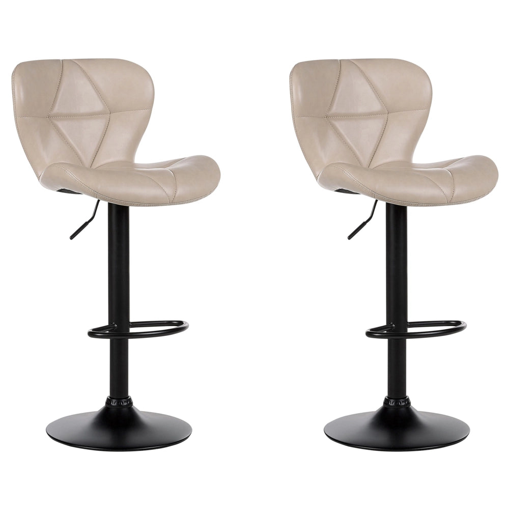 Set di 2 sgabelli in ecopelle beige chiaro con altezza regolabile sedia da bar moderna da cucina