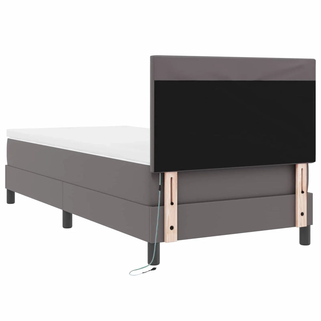 Letto a molle con materasso Grigio 100 x 200 cm Pelle sintetica 3339038