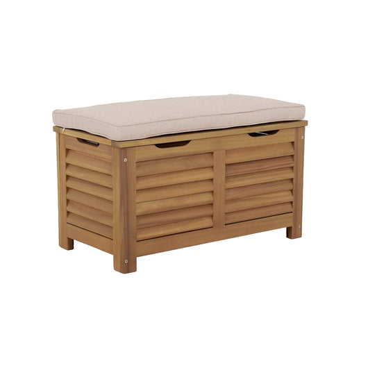 Cassapanca da giardino in legno di acacia con pistoni, 63l, marrone