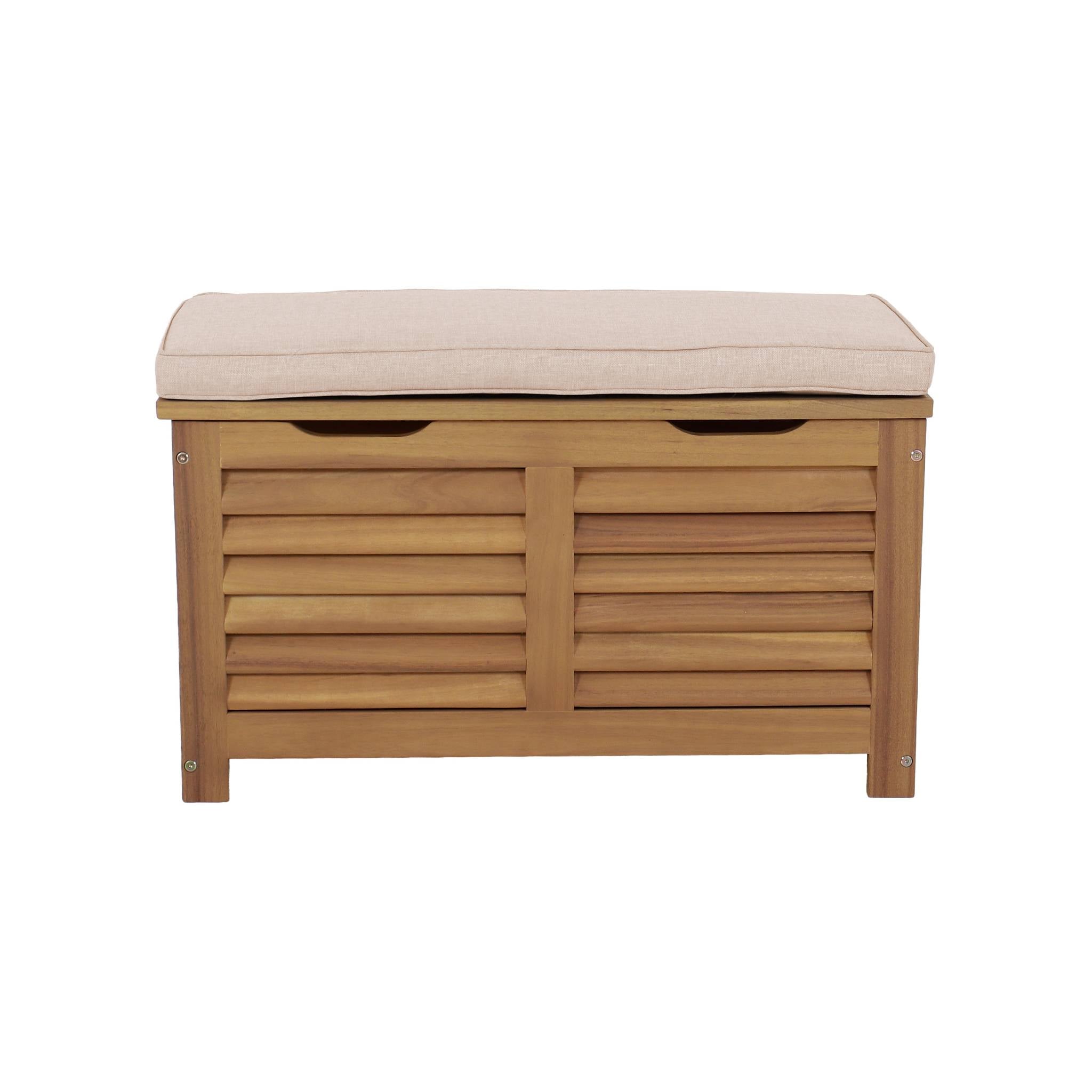 Cassapanca da giardino in legno di acacia 63l con pistoni, marrone