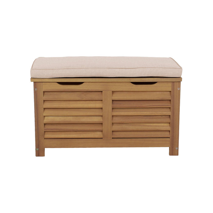 Cassapanca da giardino in legno di acacia 63l con pistoni, marrone