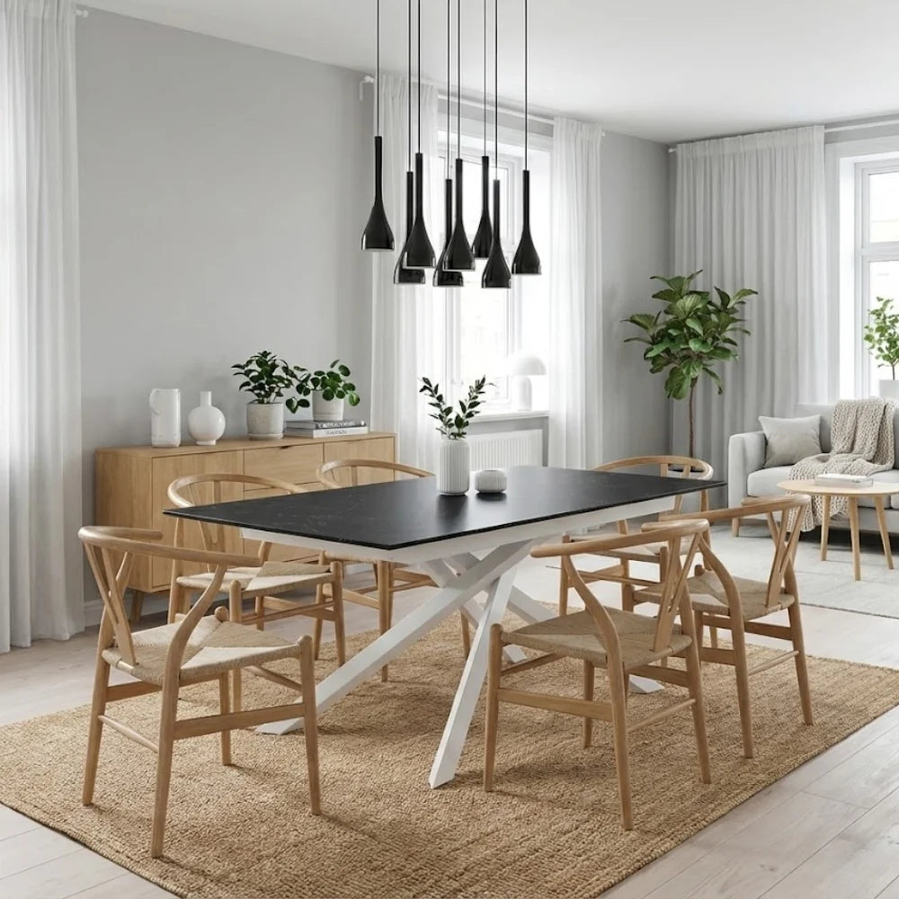 Tavolo da pranzo allungabile in HPL effetto marmo nero Ryder 170-270x90 cm fino a 12 posti Made in Italy | Duzzle