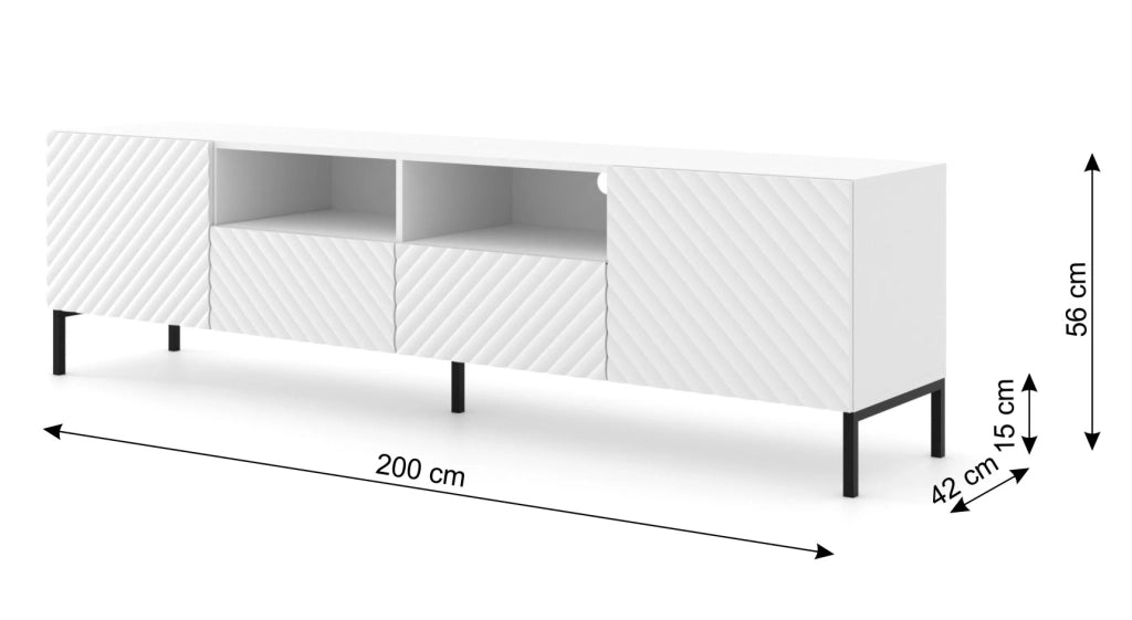 PORTA TV SURF 200 2D2S BIANCO OPACO GAMBE NERE