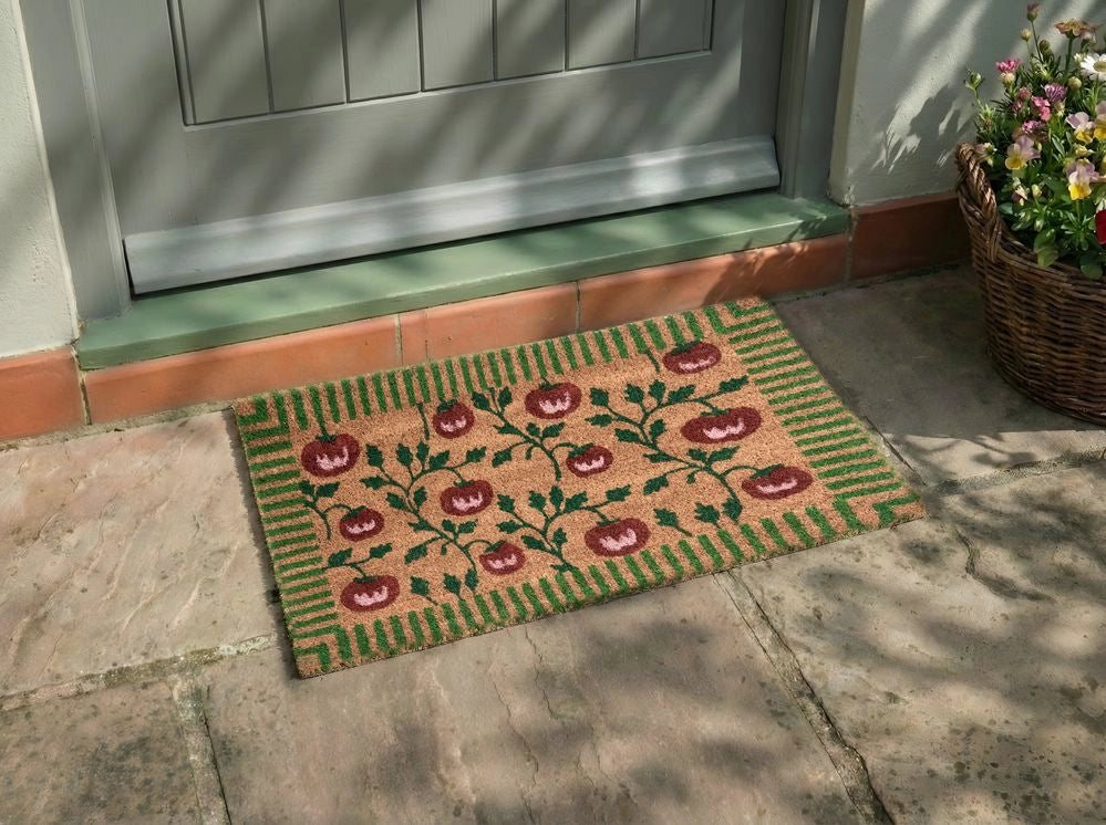 Zerbino in fibra di cocco naturale con fondo antiscivolo in PVC 40 x 60 cm Decorazione Classico Motivo tradizionale a motivi vegetali