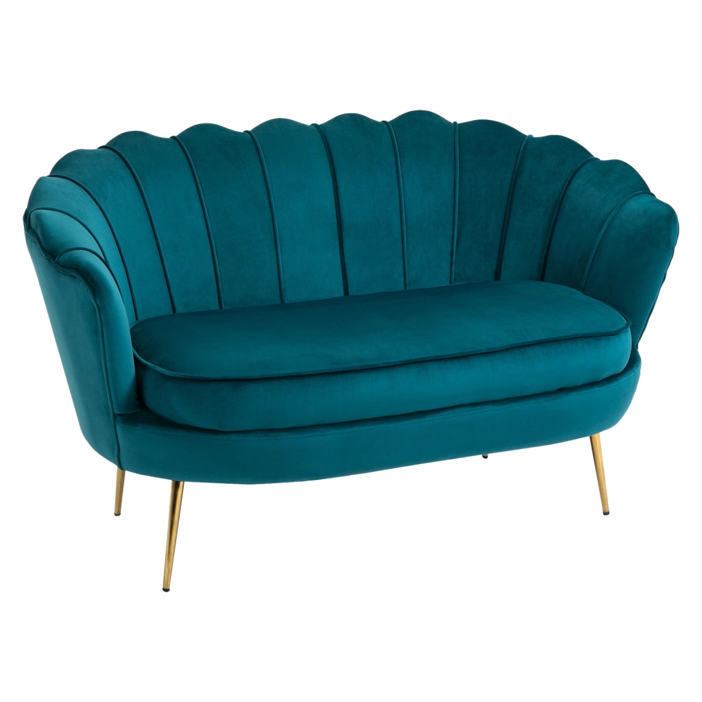 EasyComfort Divano Vintage 2 Posti Industrial Chic, in Tessuto Effetto Velluto e Metallo, 130x77x77 cm, Alzavola e Oro