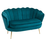 EasyComfort Divano Vintage 2 Posti Industrial Chic, in Tessuto Effetto Velluto e Metallo, 130x77x77 cm, Alzavola e Oro