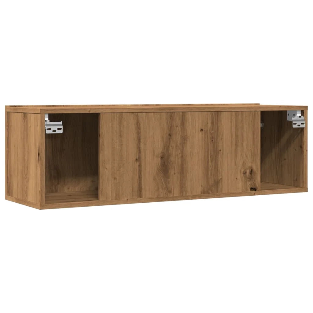 Mobile TV multimediale da parete mensola TV credenza TV per sala da pranzo soggiorno camera da letto 2 pezzi rovere lavorato a mano 100 x 30 x 30 cm marrone 02_0028977