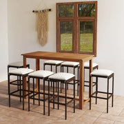 Set da Bar da Giardino 9 pz con Cuscini Marrone cod mxl 44633