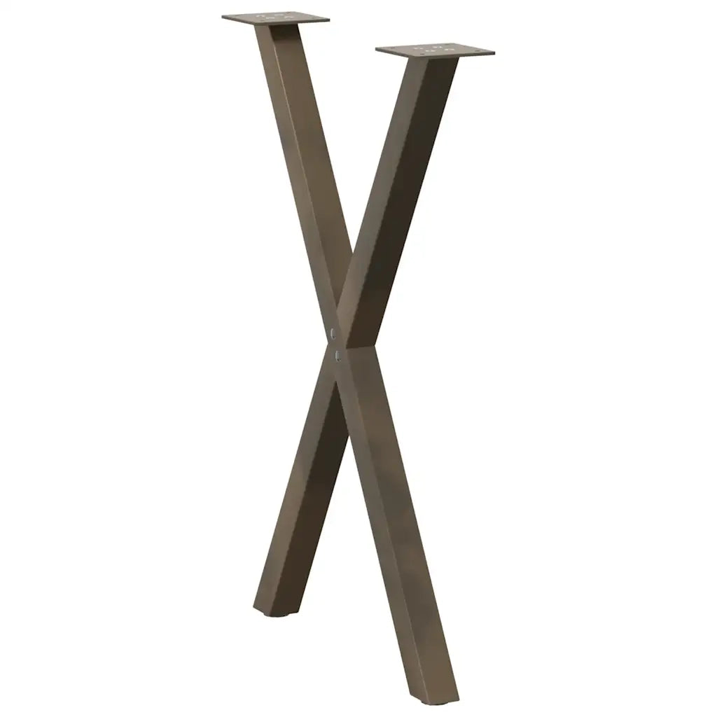Gambe per tavolo da pranzo a forma di X 2 pz in acciaio naturale 57x(72-73) cm 4012915