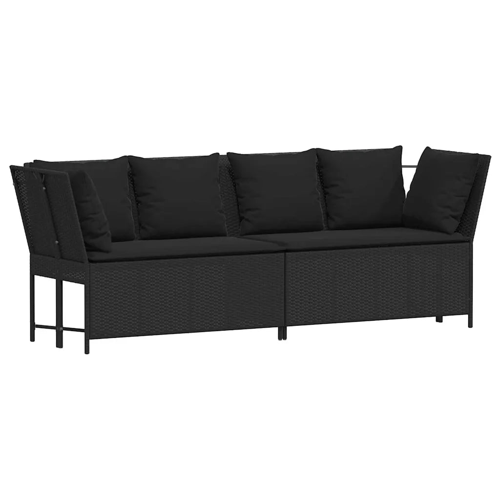 vidaXL Divano da Giardino con Cuscini in Polyrattan Nero