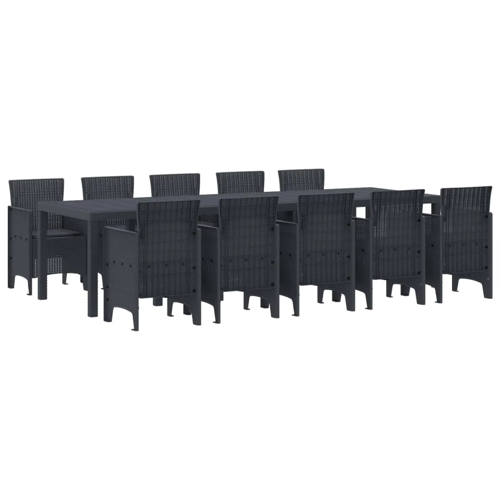 Set da Pranzo per Giardino 11 pcs Antracite Rattan sintetico 3378755