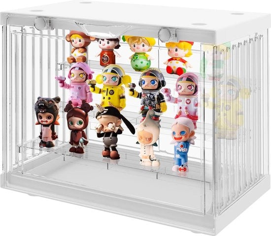 Vetrina per showbox, vetrina in acciaio, scatola trasparente, contenitore in plastica trasparente, supporto da esposizione per pile di action figure, giocattoli, modelli di auto, portafoglio (A)
