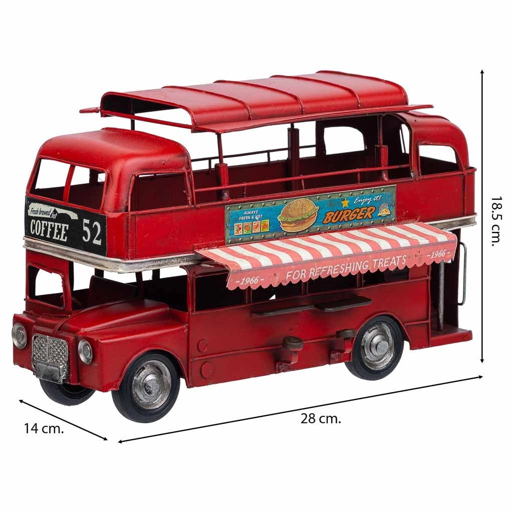 Autobus doppio in metallo rosso 28x14x18,5h cm